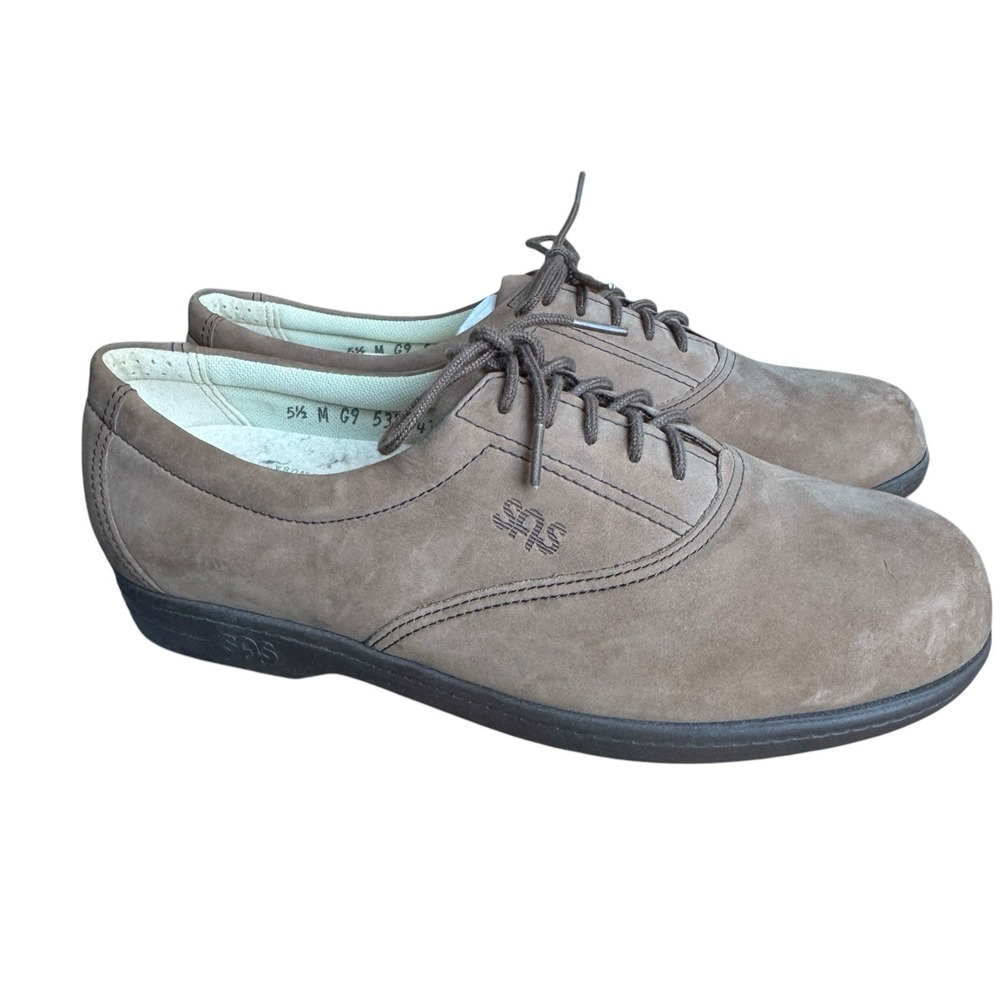 SAS Whisper Oxford Tri-pad Comfort Size 5.5‎ Brown Suede New!